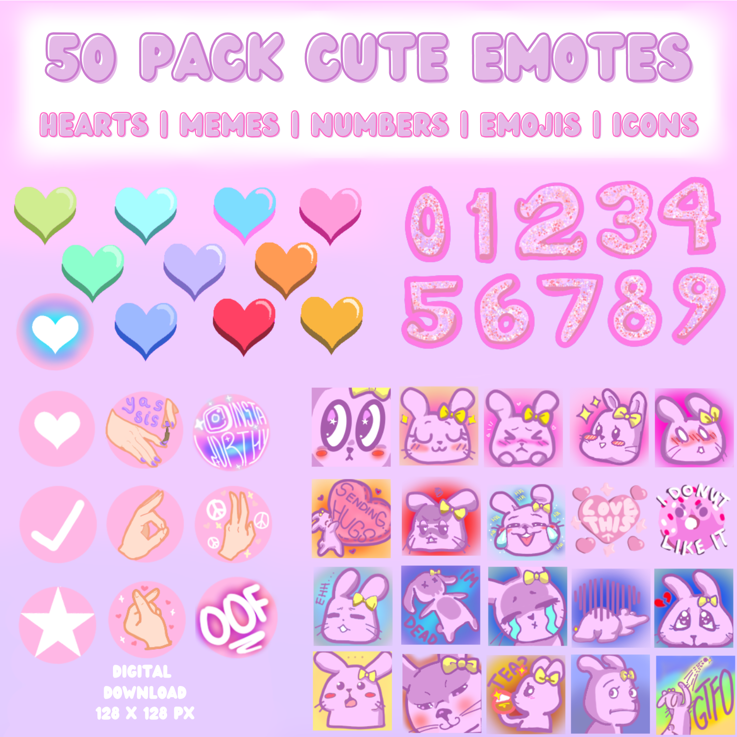 Kawaii Emotes for Discord or Twitch: Pack of 50!